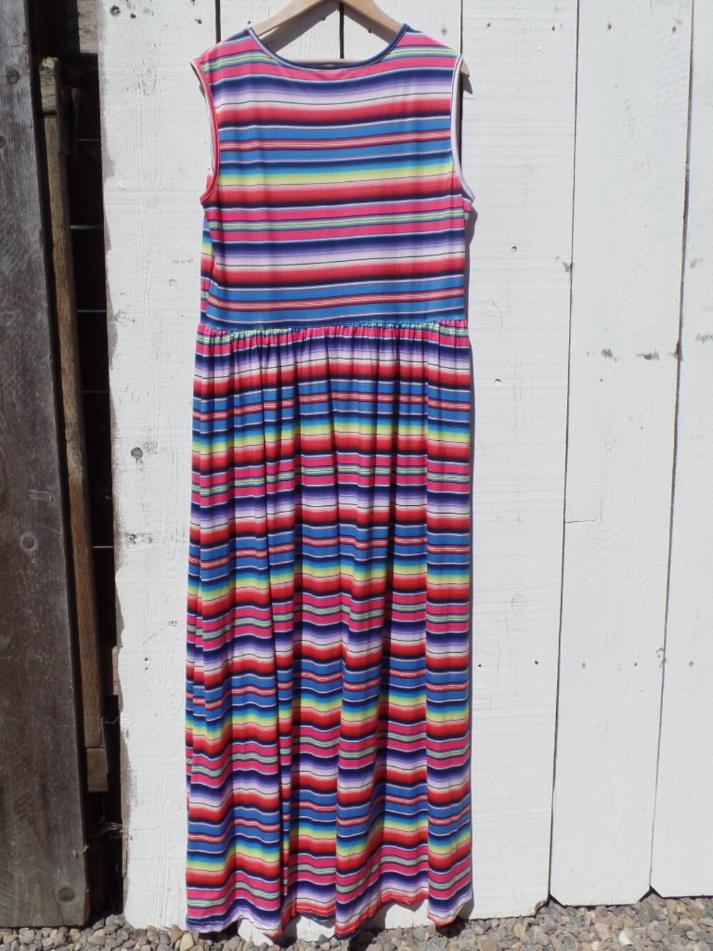 Rainbow Striped Womens Sleeveless Maxi Dress NWOT XL - Picture 5 of 7